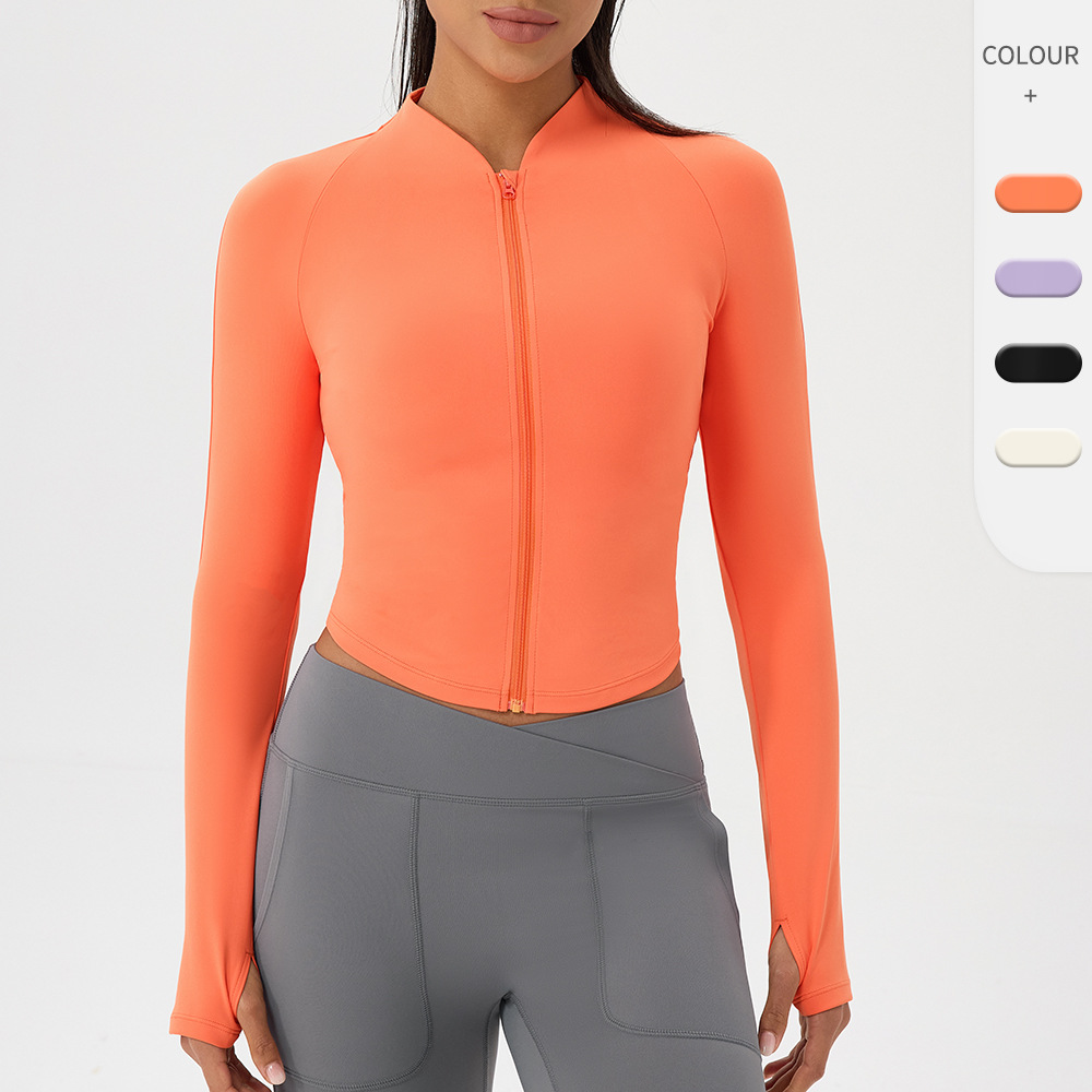Yoga Fitness Jacket - Jaket Pakaian Yoga Telanjang Kerah Berdiri