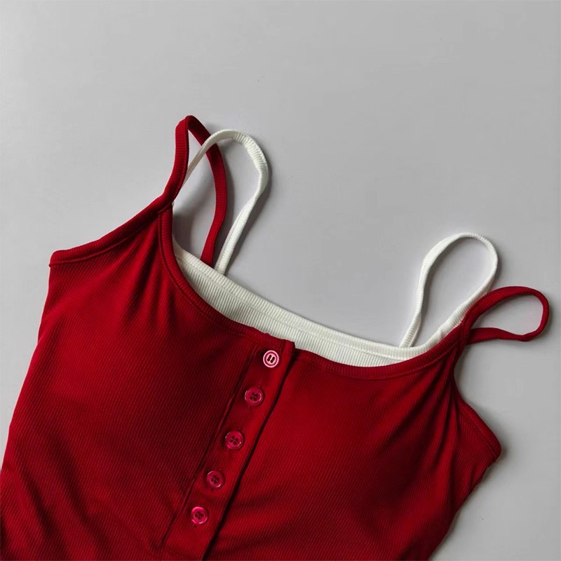Yoga Blocks - Bralette sporty warna-warni model two-piece palsu,