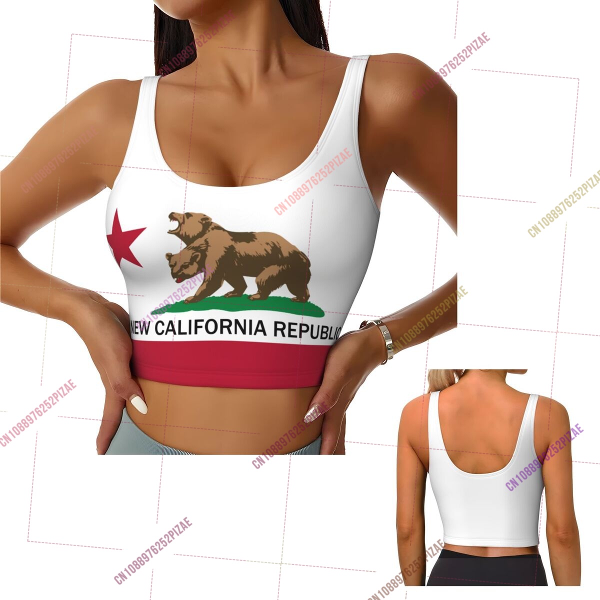 Yoga Fitness California - 2026 California Flag Bra Olahraga Wanita