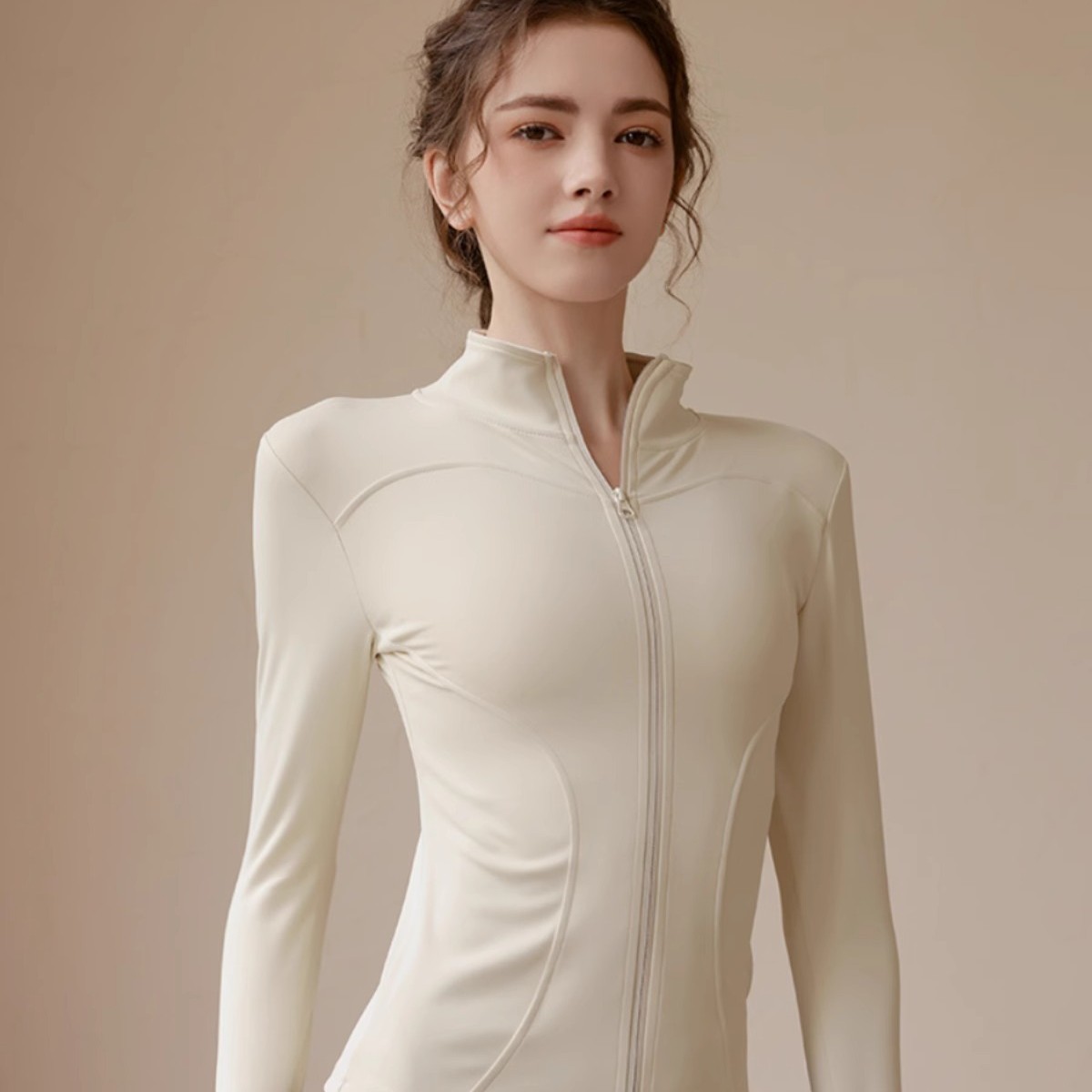 Yoga Fitness Jacket - Atasan Kerah Tegak Beludru untuk Jaket