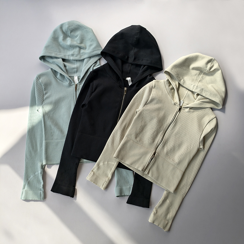 Yoga Fitness Jacket - Jaket olahraga ketat bertudung baru 2024