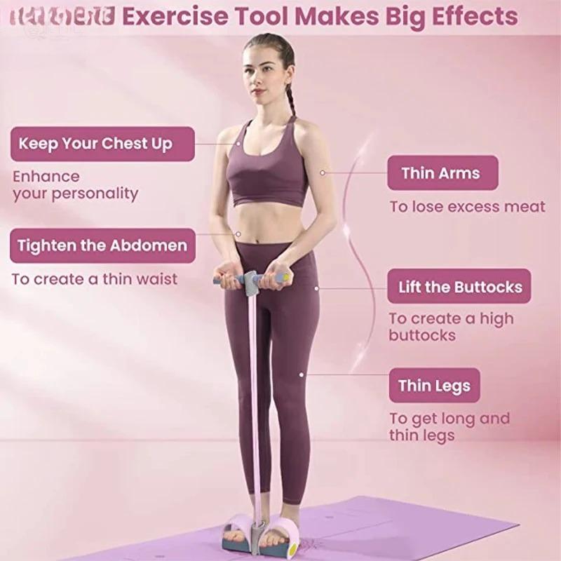 Yoga Pedal Puller Fitness Equipment - Peralatan Fitness Tali Tarik Elastis 4-Tube