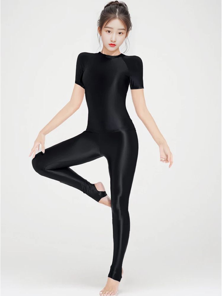 Yoga Fitness Fit Club - M-XL kaus lengan pendek mengkilat berkilau