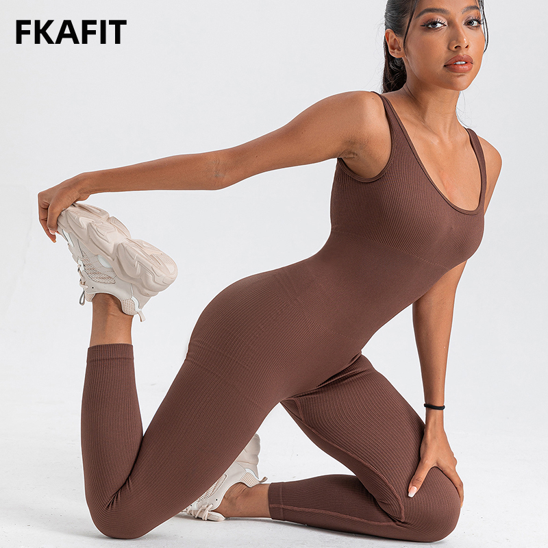 Yoga Fitness Fit Club - Baju monyet wanita lengan panjang, jumpsuit
