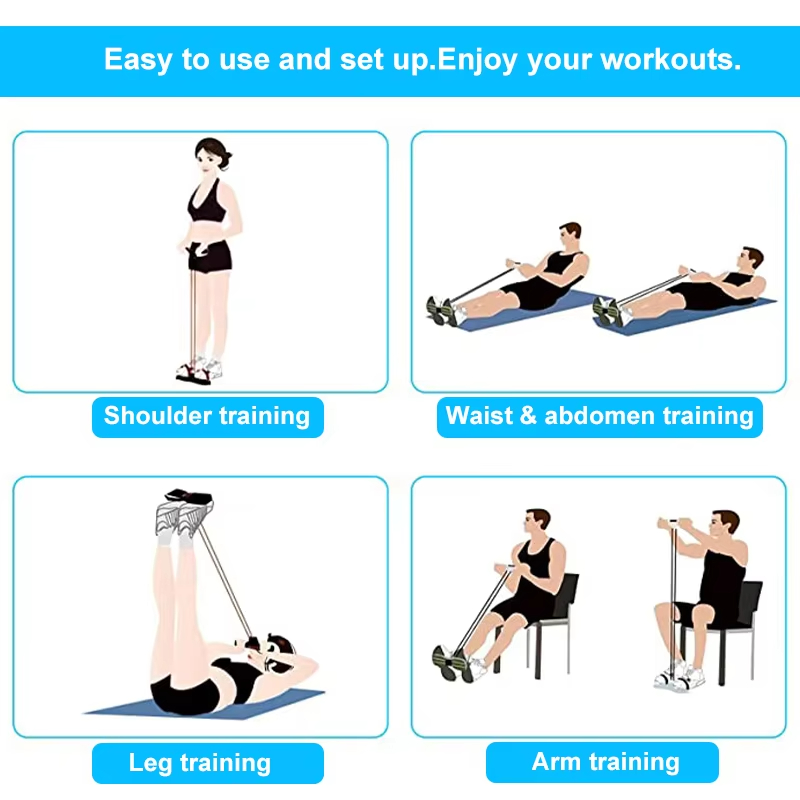 Resistance Band 4-Tube Yoga Pe - Yoga Pedal Puller Fitness Equipment ulasan dan harga