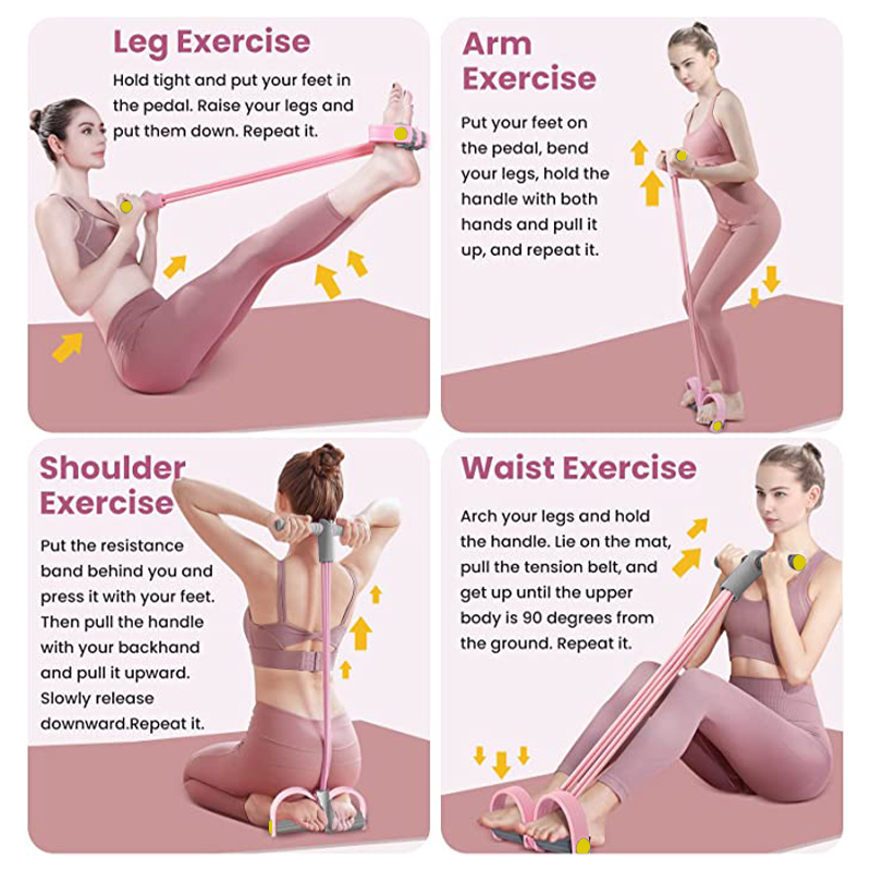 Resistance Band 4-Tube Yoga Pe - Yoga Pedal Puller Fitness Equipment ulasan dan harga