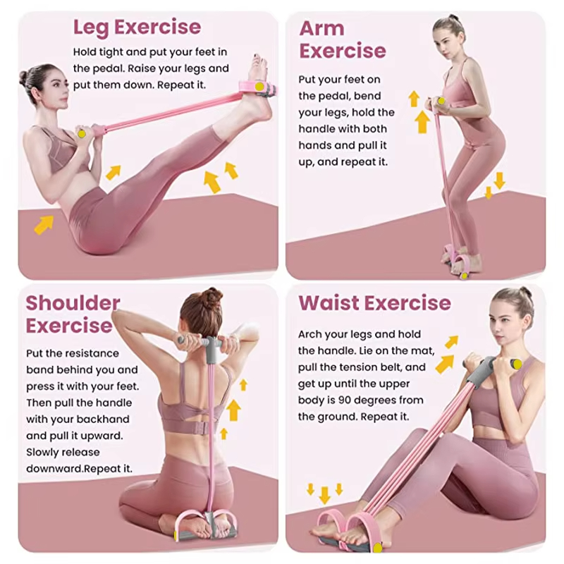 Resistance Band 4-Tube Yoga Pe - Yoga Pedal Puller Fitness Equipment ulasan dan harga