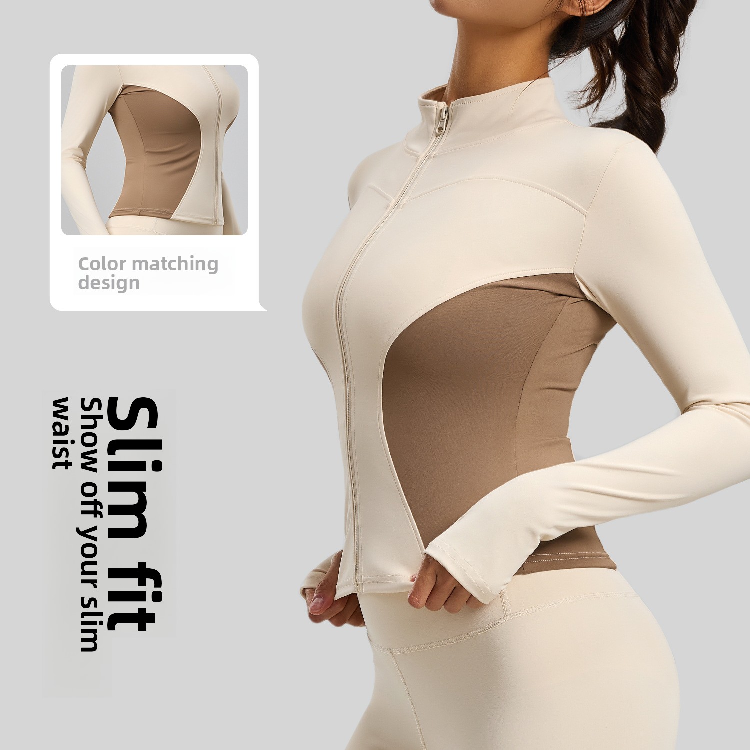 Jaket Yoga Pelangsing Warna-Wa - Yoga Fitness Jacket ulasan dan harga